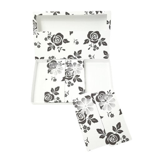 Snap Bar Boxes With Outer Gift Box - Black & White Flowers - OpulentScents